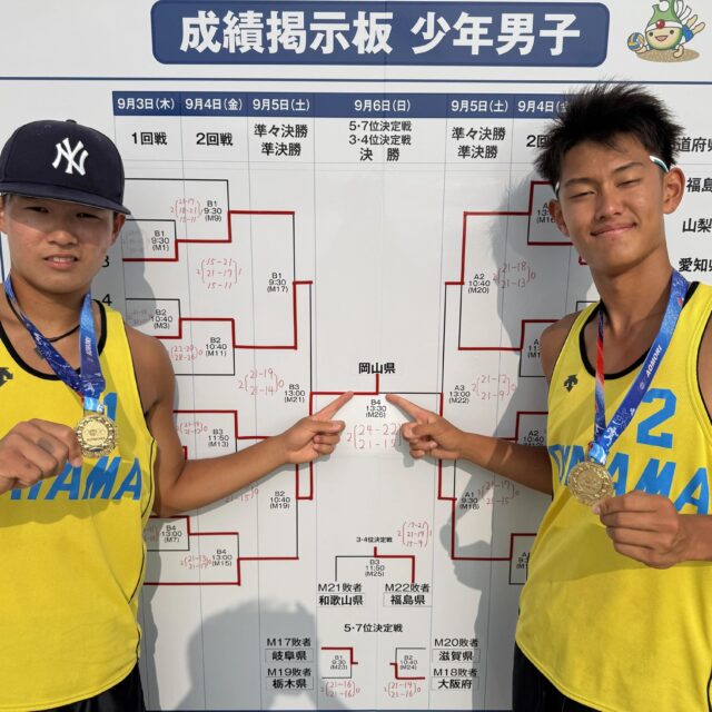 【男子バレーボール部】祝・全国制覇！谷本君が国スポ・ビーチバレーで優勝！